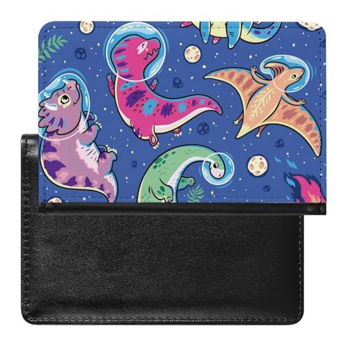 NYKVTG Reisepasshülle Weltraum-Dinosaurier Reisepass Schutzhülle Geldbörsen Für Kreditkarten Ausweis Reisedokumente von NYKVTG