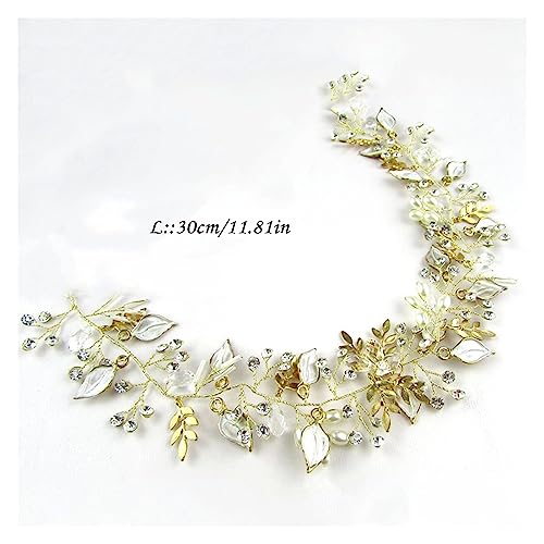 yaoqijie Gold Brauthaarband Strauchstirnband Vintage Blatt Kopfstücke Tiara Haarschmuck Hochzeit Hair Accessoires for Birde lasting von NYMFEA