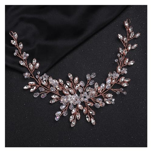 yaoqijie Hand Rose Gold Silber Farbe Stirnbänder Kristall Mode Hochzeit Haarschmuck Strass Stirnband Frauen Schmuck Lasting (Color : Rose Gold) von NYMFEA