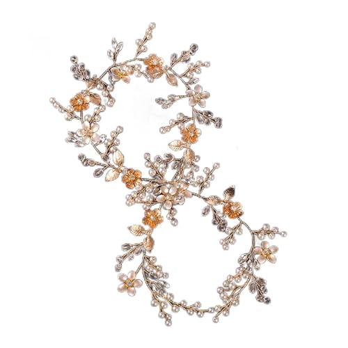 yaoqijie Luxus handgefertigte doppelte Strass Haarband Braut Stirnbänder Tiara Hochzeit Haarschmuck Blumen Kristall Haarkamm Haarband lasting (Color : Gold-color) von NYMFEA