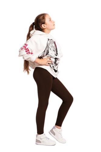 NYS Kinder Baumwolle Leggings volle Knöchellänge Mädchen Warm & Dick - Lang - Einfarbig Hose Unisex Braun Größe 104 cm 4 Jahre von NYS NEW YORK STYLE