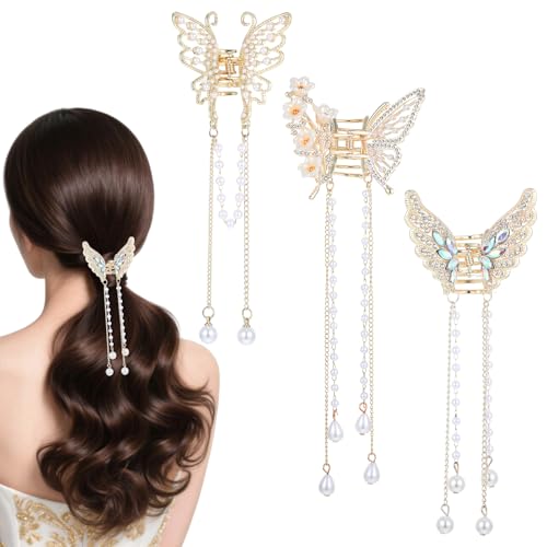 3 Stück Haarklammer Schmetterling,Elegante Haarspangen Damen aus Metall mit Strasssteinen,Kleine Haarschmuck mit Perlenquasten für Damen und Mädchen,Kommunion,Abschlussball,Geburtstagsfeier(Stil 3) 3 Stück Haarklammer Schmetterling,Elegante Haarspangen Damen aus Metall mit Strasssteinen,Kleine Haarschmuck mit Perlenquasten für Damen und Mädchen,Kommunion,Abschlussball,Geburtstagsfeier(Stil 3) von NYTGAH