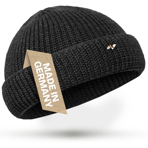NYTTED® Kurze Fisherman Beanie Herren & Damen I Made in Germany - Seemannsmütze aus 100% feinster Schurwolle I Fischermütze Herren & Damen I Docker Mütze von NYTTED