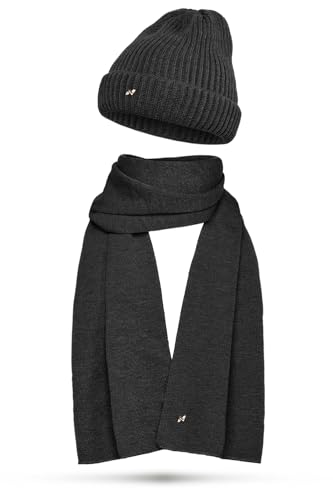 NYTTED® Mütze und Schal Set aus 100% Feinster Merinowolle | Made in Germany | Kuschelig Weiches & Warmes Set für Damen & Herren von NYTTED