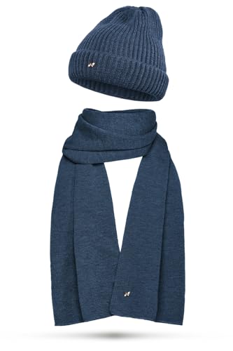 NYTTED® Merino Mütze und Schal Set für Damen & Herren | Made in Germany | 100% Feinste Merinowolle | Kuschelig Weiches & Warmes Set von NYTTED