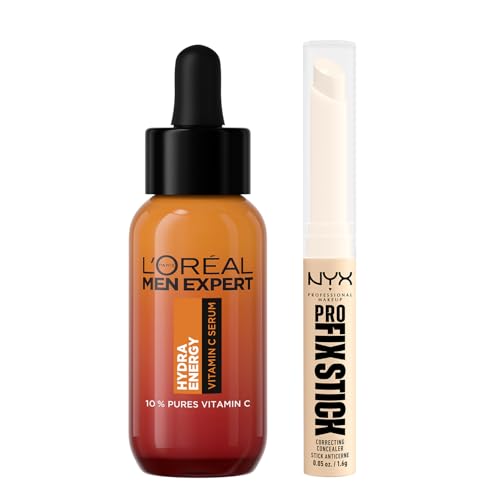 Bundle of NYX Professional Makeup Korrigierender Concealer, Pro Fix Stick, Pale + L'Oréal Men Expert Vitamin C Serum gegen müde Haut für Männer, Hydra Energy, 1 x 30 ml von NYX PROFESSIONAL MAKEUP