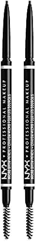 NYX Professional Makeup Augenbrauenstift, Micro Brow Pencil, Beidseitig mit ausdrehbarem Augenbrauenstift und Bürstchen, Vegane Formel, Farbton: Ash Brown (Packung mit 2) von NYX PROFESSIONAL MAKEUP