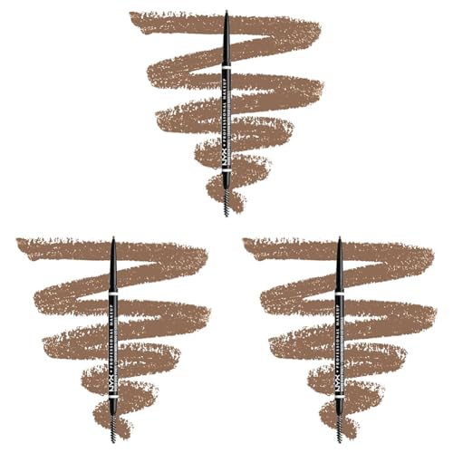 NYX Professional Makeup Augenbrauenstift, Micro Brow Pencil, Beidseitig mit ausdrehbarem Augenbrauenstift und Bürstchen, Vegane Formel, Farbton: Taupe (Packung mit 3) von NYX PROFESSIONAL MAKEUP