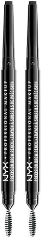 NYX Professional Makeup Augenbrauenstift, Precision Brow Pencil, Beidseitig mit flachem Augenbrauenstift und Bürstchen, Vegane Formel, Farbton: Black (Packung mit 2) von NYX PROFESSIONAL MAKEUP