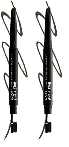 NYX Professional Makeup Augenbrauenstift mit Wachs-Formel, präziser Spitze und Verblender-Bürste, Fill & Fluff Eyebrow Pomade Pencil, Ash Brown (Braun) (Packung mit 2) von NYX PROFESSIONAL MAKEUP