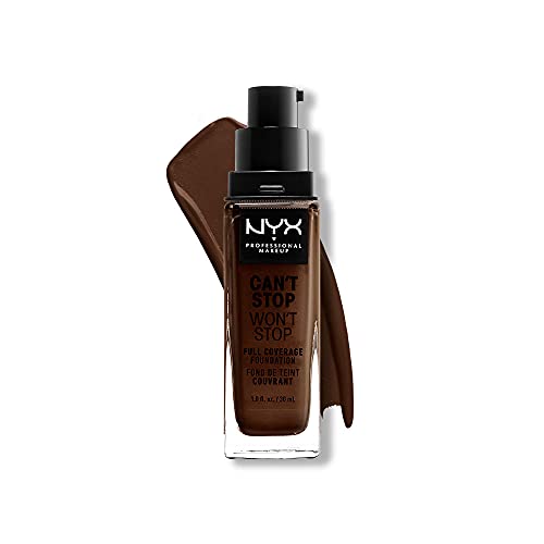 NYX Professional Makeup Can't Stop Won't Stop Full Coverage Foundation, Langanhaltend, Wasserfest, Vegane Formel, Mattierter Teint, Farbton: Deep ebony von NYX PROFESSIONAL MAKEUP