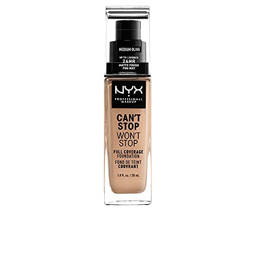 NYX Professional Makeup Can't Stop Won't Stop Full Coverage Foundation, Langanhaltend, Wasserfest, Vegane Formel, Mattierter Teint, Farbton: Medium olive von NYX PROFESSIONAL MAKEUP