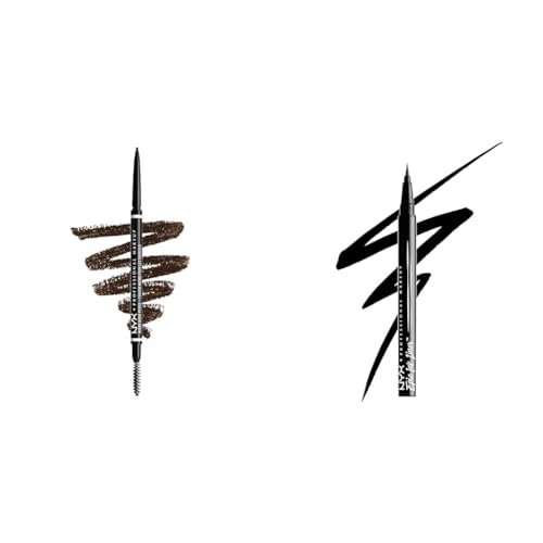 NYX Professional Makeup Epic Ink Eye Liner, Filzstift, Shade 01 & Augenbrauenstift, Micro Brow Pencil, Beidseitig mit ausdrehbarem Augenbrauenstift und Bürstchen, Vegane Formel, Farbton: Espresso von NYX PROFESSIONAL MAKEUP