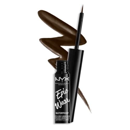 NYX Professional Makeup Epic Wear Semi-Permanent Liquid Liner, Langlebig, Wasserfest, Eyeliner und Body Art für Gesicht und Körper, Mattes Finish, Farbe: 02 Braun von NYX PROFESSIONAL MAKEUP