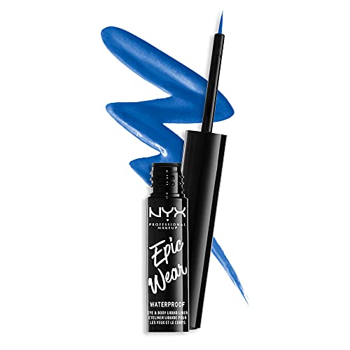 NYX Professional Makeup Epic Wear Semi-Permanent Liquid Liner, Langlebig, Wasserfest, Eyeliner und Body Art für Gesicht und Körper, Mattes Finish, Farbe: Sapphire von NYX PROFESSIONAL MAKEUP