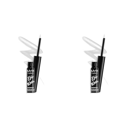 NYX Professional Makeup Epic Wear Semi-Permanent Liquid Liner, Langlebig, Wasserfest, Eyeliner und Body Art für Gesicht und Körper, Mattes Finish, Farbe: Weiß (Packung mit 2) von NYX PROFESSIONAL MAKEUP