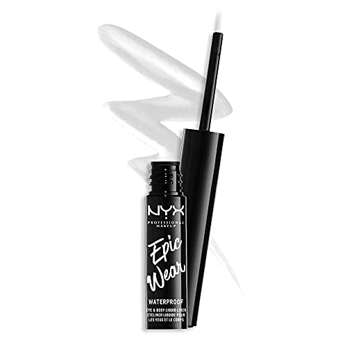 NYX Professional Makeup Epic Wear Semi-Permanent Liquid Liner, Langlebig, Wasserfest, Eyeliner und Body Art für Gesicht und Körper, Mattes Finish, Farbe: Weiß von NYX PROFESSIONAL MAKEUP