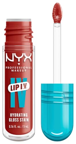 NYX Professional Makeup Feuchtigkeitsspendender Lipgloss und Lip Stain, Bis zu 12 Stunden Pflege, Lip IV Hydrating Gloss Stain, Farbe: Burst That Tang! von NYX PROFESSIONAL MAKEUP