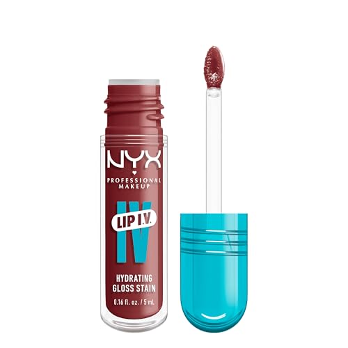 NYX Professional Makeup Feuchtigkeitsspendender Lipgloss und Lip Stain, Bis zu 12 Stunden Pflege, Lip IV Hydrating Gloss Stain, Farbe: Drippin' In Rose von NYX PROFESSIONAL MAKEUP