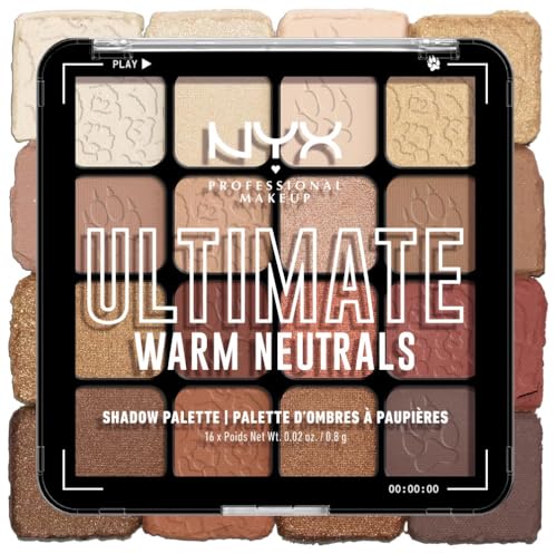 NYX Professional Makeup Lidschattenpalette mit 16 Farbtönen, Intensives und langanhaltendes Finish, Vegane Formel ohne Inhaltsstoffe tierischen Ursprungs, Ultimate Shadow, Farbton: Warm Neutrals von NYX PROFESSIONAL MAKEUP