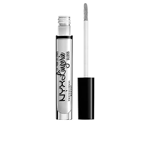 NYX Professional Makeup Lipgloss - Lip Lingerie Gloss, schimmernder Gloss in Nude, für unwiderstehlich volle Lippen, 3, 4 ml, Clear 01 von NYX Professional Makeup