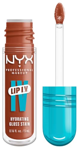 NYX Professional Makeup Feuchtigkeitsspendender Lipgloss und Lip Stain, Bis zu 12 Stunden Pflege, Lip IV Hydrating Gloss Stain, Farbe: Caramel Drip von NYX PROFESSIONAL MAKEUP