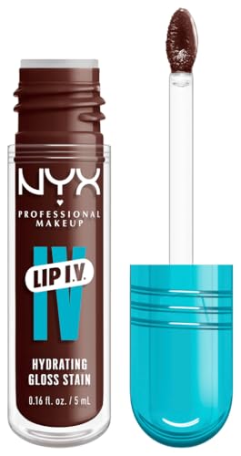 NYX Professional Makeup Feuchtigkeitsspendender Lipgloss und Lip Stain, Bis zu 12 Stunden Pflege, Lip IV Hydrating Gloss Stain, Farbe: Mocha Me Wet von NYX PROFESSIONAL MAKEUP