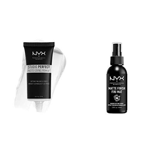 NYX Professional Makeup Setting Spray, 60 ml & Studio Perfect Primer - Clear, Makeup Primer, Ebenmäßiger Teint, Vermindert feine Linien und Poren, Vegane Formel von NYX PROFESSIONAL MAKEUP