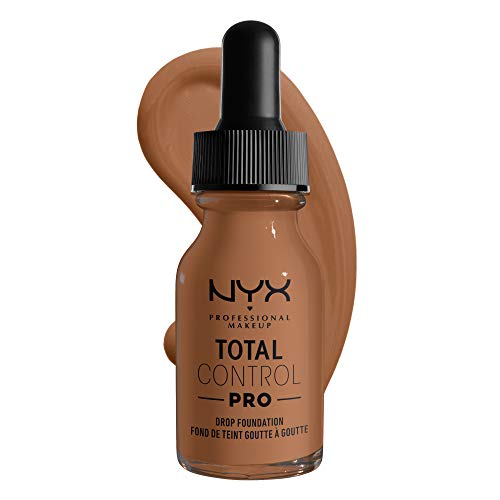 NYX Professional Makeup Total Control Pro Drop Foundation, Flüssiges Make up, Individuelle und aufbaubare Deckkraft, Vegane Formel, True-to-Skin Finish, 13 ml, Farbton: Mahogony von NYX PROFESSIONAL MAKEUP
