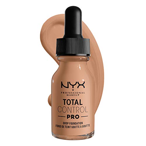 NYX Professional Makeup Total Control Pro Drop Foundation, Flüssiges Make up, Individuelle und aufbaubare Deckkraft, Vegane Formel, True-to-Skin Finish, 13 ml, Farbton: Medium Buff von NYX PROFESSIONAL MAKEUP