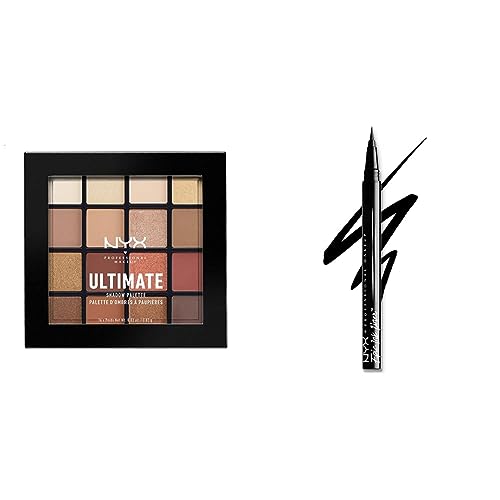 NYX Professional Makeup Ultimate Shadow Palette, Lidschattenpalette & Epic Ink Eye Liner, Filzstift, Wasserfest, Vegane Formel, Shade 01 von NYX PROFESSIONAL MAKEUP