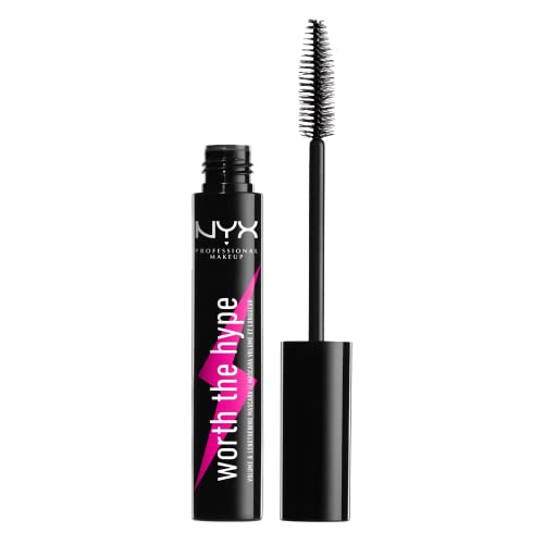 NYX Professional Makeup Worth the Hype Mascara, Für Voluminöse und längerwirkende Wimpern, Spitzzulaufende Bürste erreicht alle Wimpern, Jojoba-Öl, Farbton: Schwarz von NYX PROFESSIONAL MAKEUP