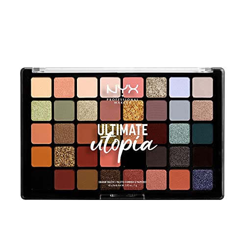 NYX Professional Makeup Lidschattenpalette, Ultimate Shadow Palette, Gepresster Puder Lidschatten, 40 Farbtöne, Matt, Satiniert, Metallic, Farbton: Ultimate Utopia von NYX PROFESSIONAL MAKEUP