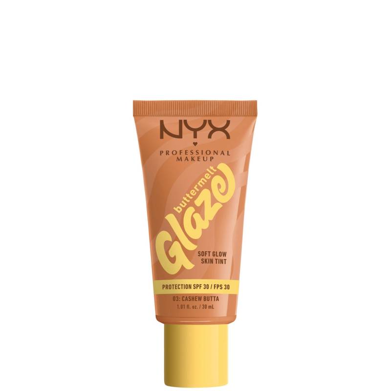 NYX Professional Makeup Buttermelt Glaze Soft Glow Skin Tint + SPF/FPS 30 Foundation (Various Shades) - Cashew von NYX Professional Makeup