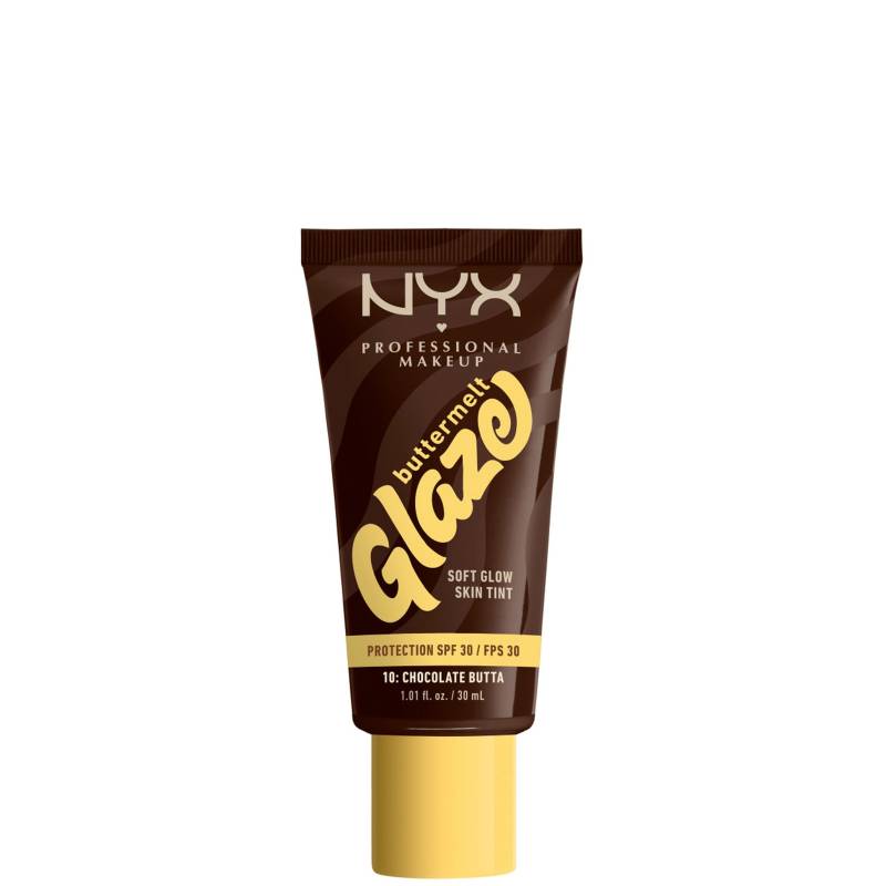 NYX Professional Makeup Buttermelt Glaze Soft Glow Skin Tint + SPF/FPS 30 Foundation (Various Shades) - Chocolate von NYX Professional Makeup