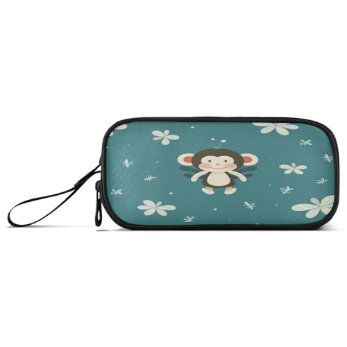 NYYYTTTEU Affenwiederholungsmusterblume Federmäppchen Federtaschen Mäppchen Schlamperbox Tasche für Jungen Mädchen Schüler von NYYYTTTEU