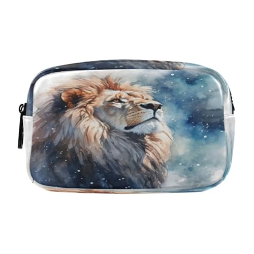 NYYYTTTEU Aquarell Männlicher Löwe Federmäppchen Federtaschen Mäppchen Große Kapazität Schlamperbox Kosmetik Make-up Tasche für Jungen Mädchen Schule Schüler von NYYYTTTEU