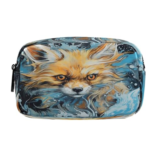 NYYYTTTEU Blauer Aquarellfuchs Federmäppchen Federtaschen Mäppchen Große Kapazität Schlamperbox Kosmetik Make-up Tasche für Jungen Mädchen Schule Schüler von NYYYTTTEU