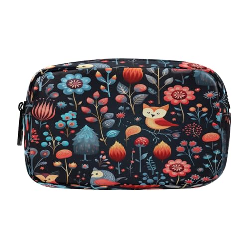 NYYYTTTEU Blumenmuster Waschbären Federmäppchen Federtaschen Mäppchen Große Kapazität Schlamperbox Kosmetik Make-up Tasche für Jungen Mädchen Schule Schüler von NYYYTTTEU