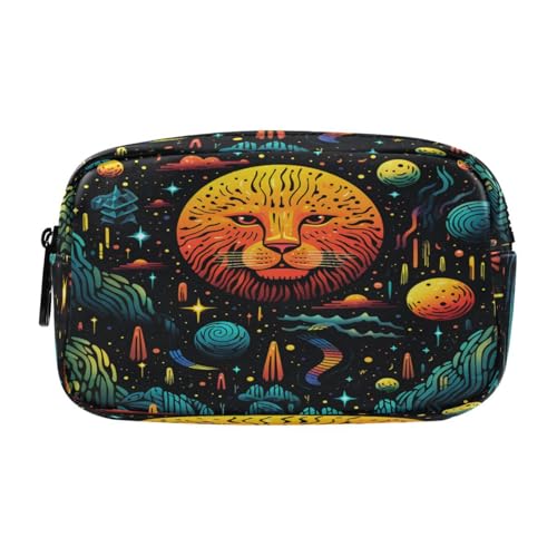 NYYYTTTEU Coole Abstrakte Kunst des Löwenuniversums Federmäppchen Federtaschen Mäppchen Große Kapazität Schlamperbox Kosmetik Make-up Tasche für Jungen Mädchen Schule Schüler von NYYYTTTEU