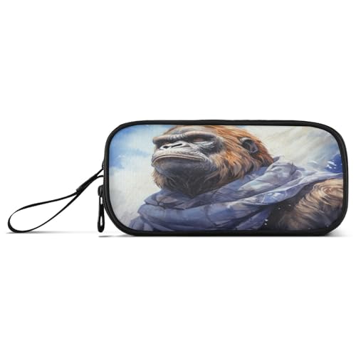 NYYYTTTEU Coole Aquarell-Gorilla-Kunst Federmäppchen Federtaschen Mäppchen Schlamperbox Tasche für Jungen Mädchen Schüler von NYYYTTTEU