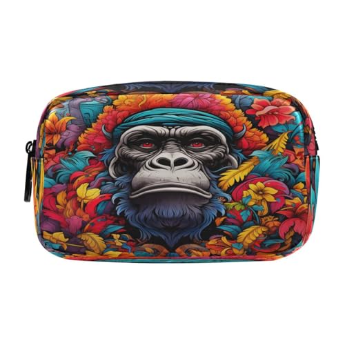 NYYYTTTEU Coole Aquarellkunst Schöner Gorilla Federmäppchen Federtaschen Mäppchen Große Kapazität Schlamperbox Kosmetik Make-up Tasche für Jungen Mädchen Schule Schüler von NYYYTTTEU