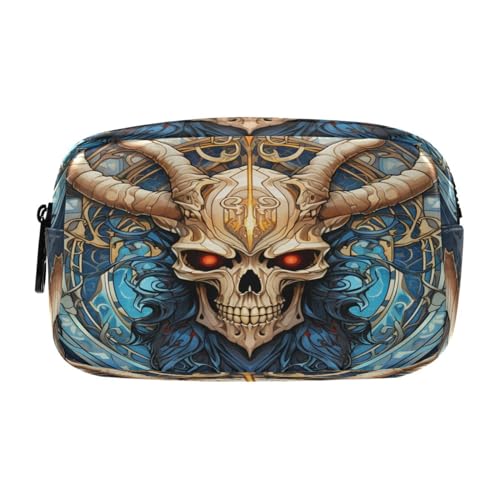 NYYYTTTEU Coole Totenkopfhörner Federmäppchen Federtaschen Mäppchen Große Kapazität Schlamperbox Kosmetik Make-up Tasche für Jungen Mädchen Schule Schüler von NYYYTTTEU