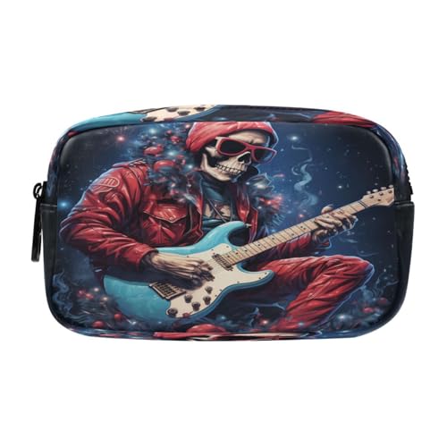 NYYYTTTEU Coole Weihnachtskunst-Gitarrenmusik Federmäppchen Federtaschen Mäppchen Große Kapazität Schlamperbox Kosmetik Make-up Tasche für Jungen Mädchen Schule Schüler von NYYYTTTEU