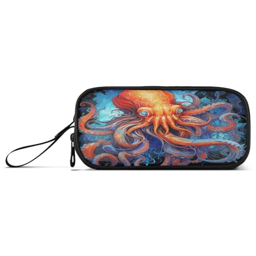 NYYYTTTEU Cooler Aquarellkunst-Oktopus Federmäppchen Federtaschen Mäppchen Schlamperbox Tasche für Jungen Mädchen Schüler von NYYYTTTEU