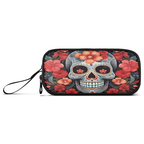 NYYYTTTEU Cooles Blumenskelett Abstrakte Kunst Federmäppchen Federtaschen Mäppchen Schlamperbox Tasche für Jungen Mädchen Schüler von NYYYTTTEU