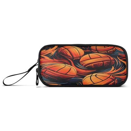 NYYYTTTEU Feuer Cooles Basketball-Aquarell-Kunstwerk Federmäppchen Federtaschen Mäppchen Schlamperbox Tasche für Jungen Mädchen Schüler von NYYYTTTEU