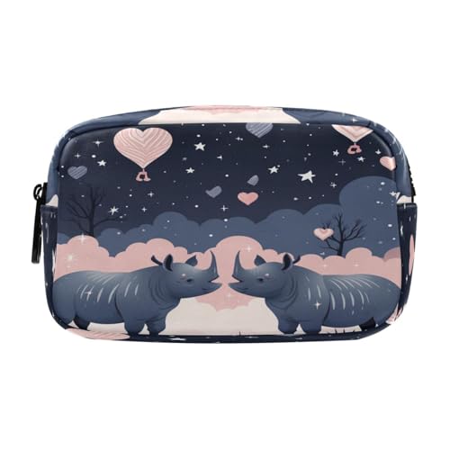 NYYYTTTEU Kinder-Cartoon-Nashorn Federmäppchen Federtaschen Mäppchen Große Kapazität Schlamperbox Kosmetik Make-up Tasche für Jungen Mädchen Schule Schüler von NYYYTTTEU