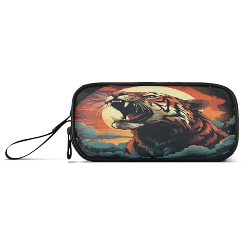 NYYYTTTEU Kunstwerk Tiger Heult Federmäppchen Federtaschen Mäppchen Schlamperbox Tasche für Jungen Mädchen Schüler von NYYYTTTEU