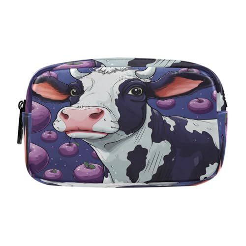 NYYYTTTEU Lila Kunstwerk Kuh Federmäppchen Federtaschen Mäppchen Große Kapazität Schlamperbox Kosmetik Make-up Tasche für Jungen Mädchen Schule Schüler von NYYYTTTEU